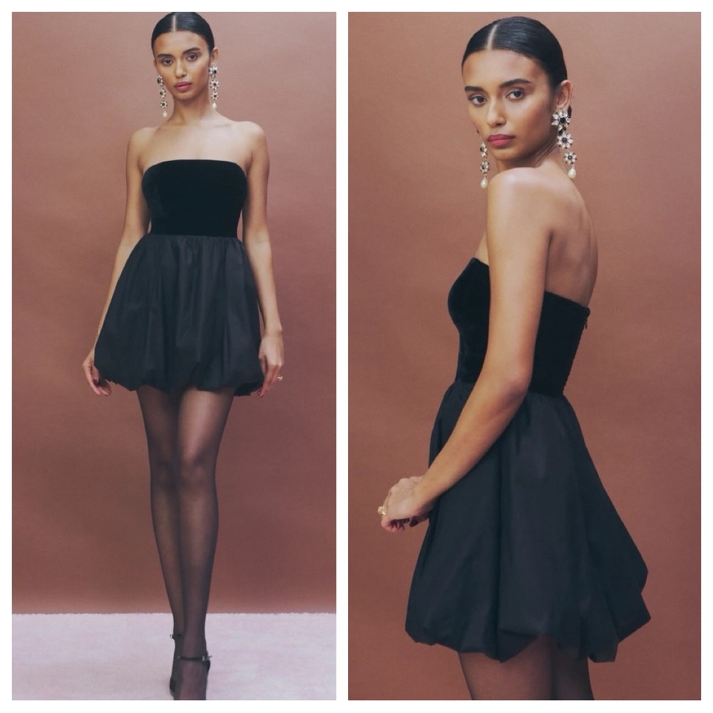 NWT New Reformation St. Louis Strapless Velvet Bubble Mini Dress